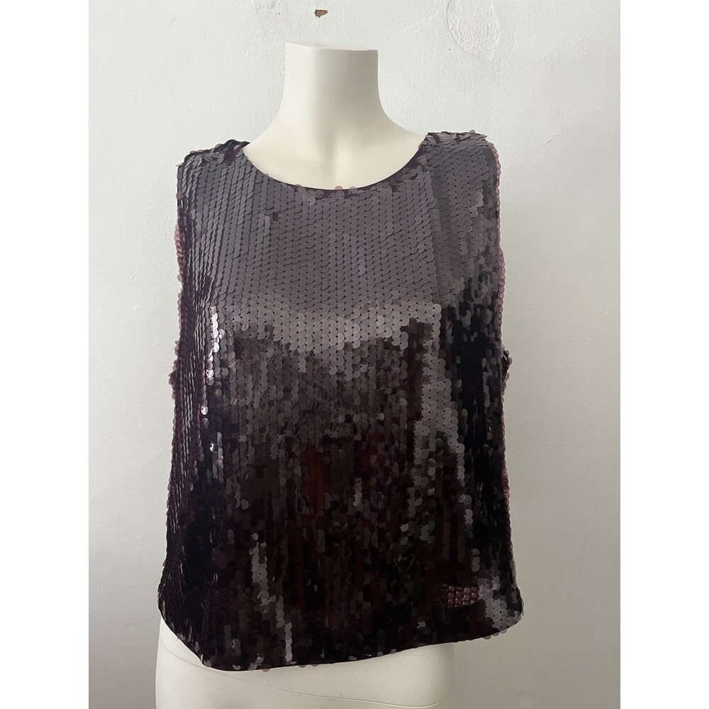 Banana Republic Sequin Tank Sz L Purple Shimmery Formal Occassion Party Festive